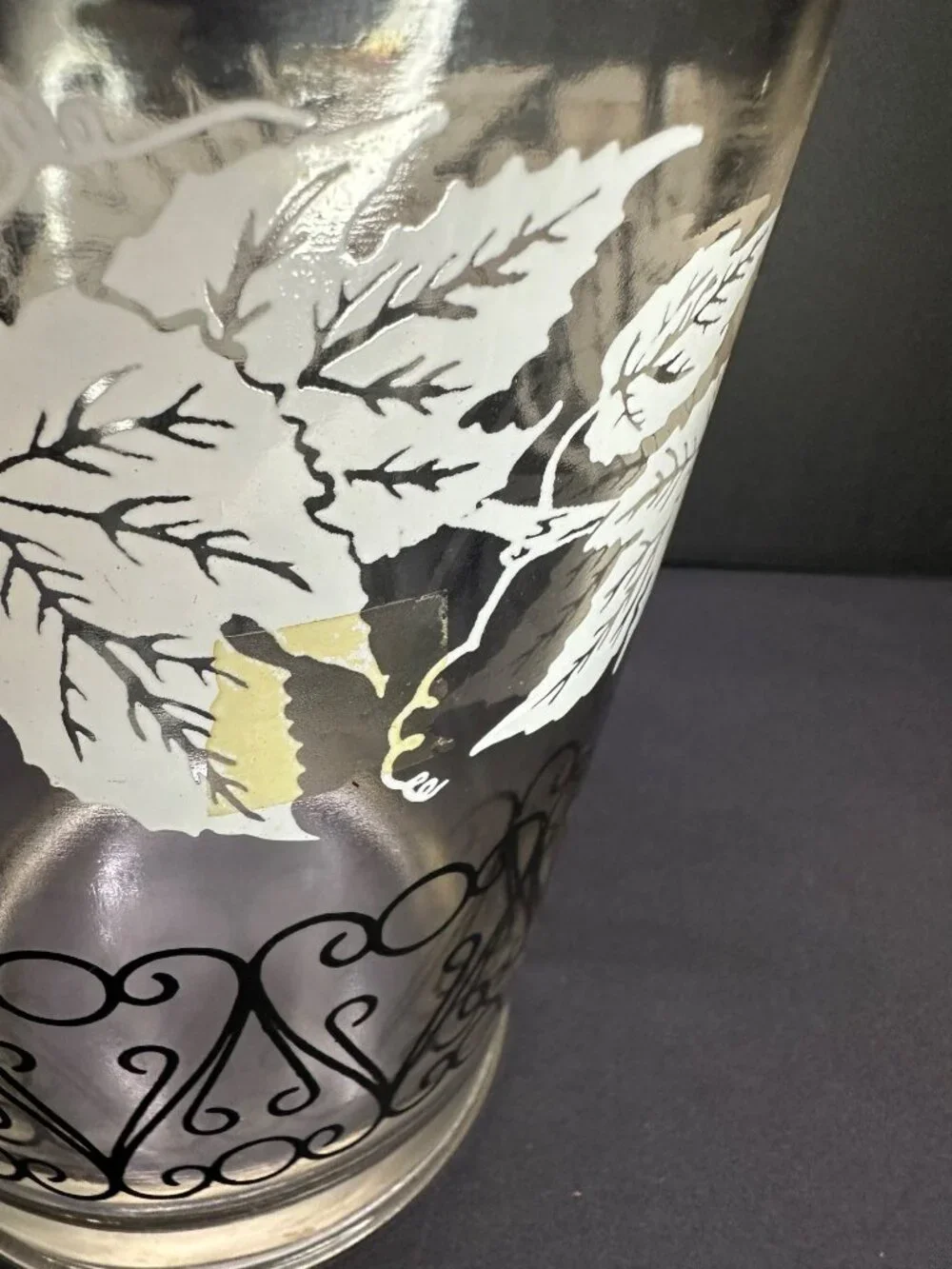 Vtg Bartlett Collin's Style Glass Pitcher Etched Grapevine Design 8.25